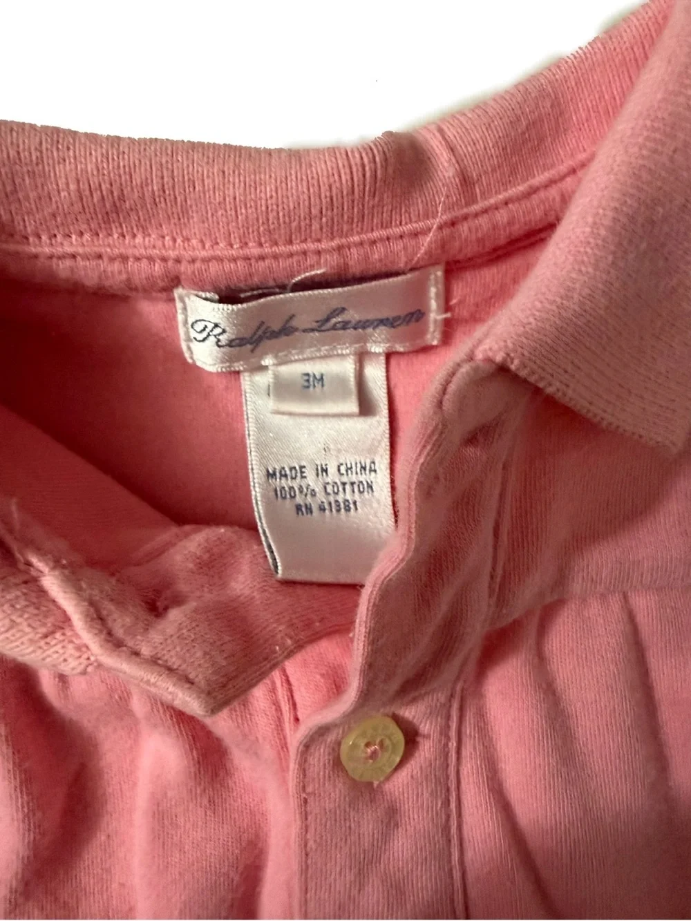 Ralph Lauren Baby Pink Polo Footed One-Piece